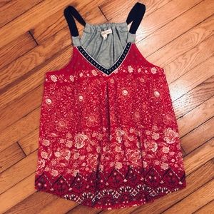 Boho Tunic Top w/Embroidery Detail, Size L